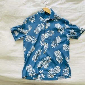 🍍Sandro Paris Mens Sz Large Hawaiian Tropical Pineapple Ryan Reynolds
